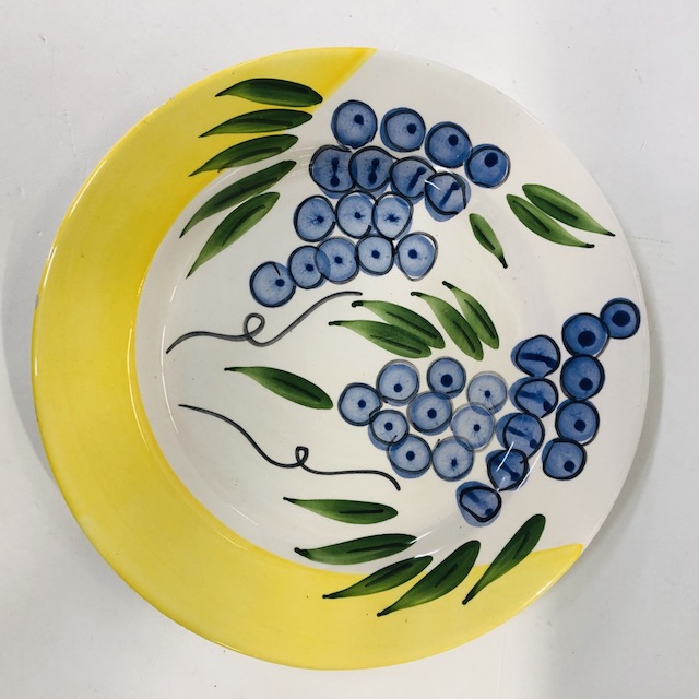 PLATTER, Hand Painted Yellow w Grapes